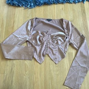 top chic brown long sleeve button up